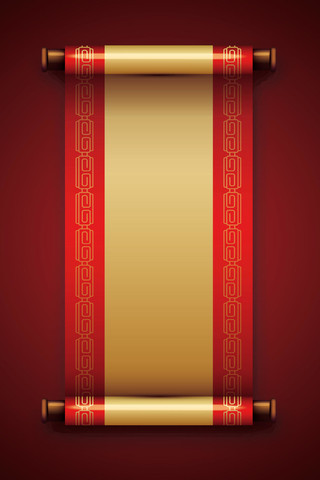 红色中国风新年喜庆卷轴矢量素材
